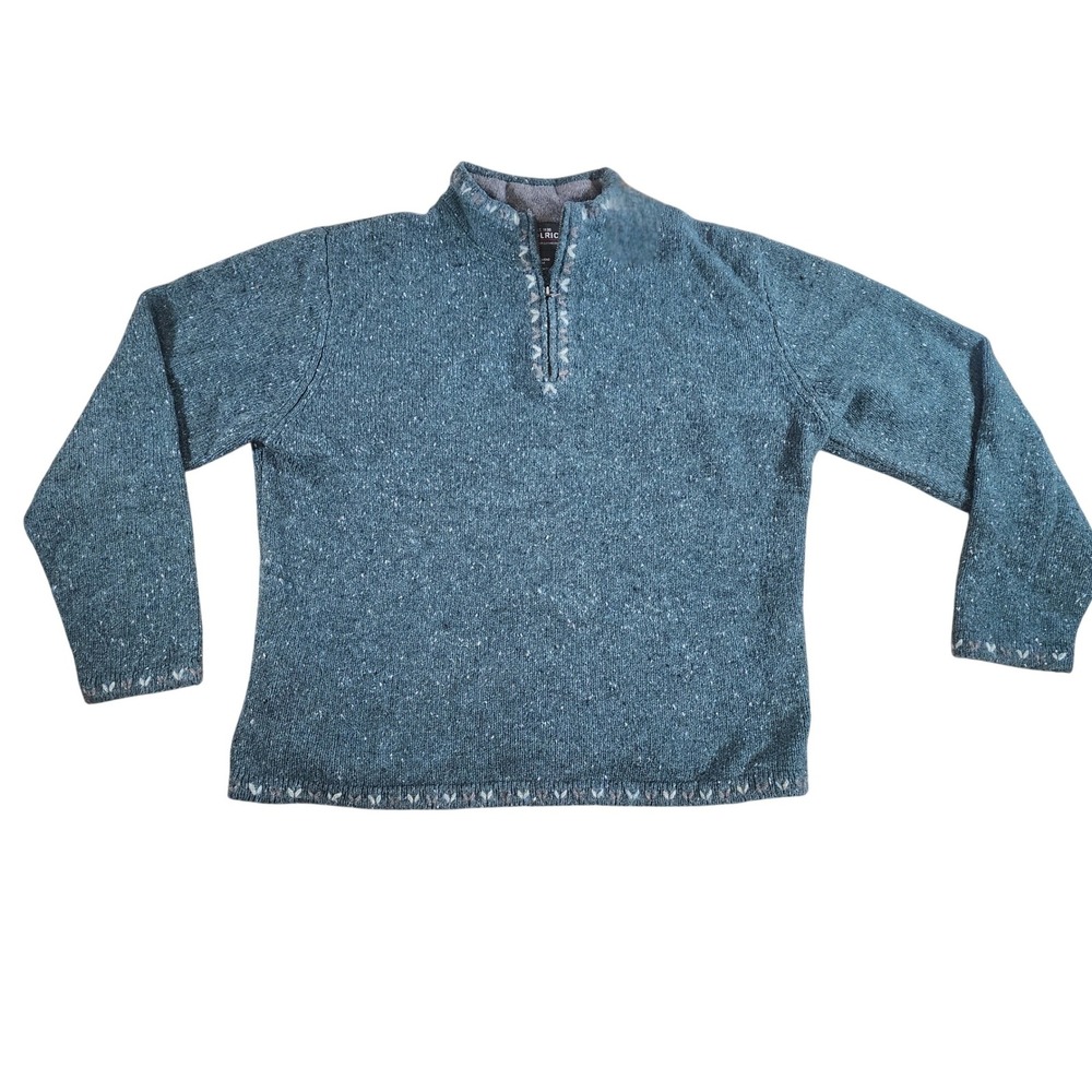 Vintage Woolrich Womens Teal Marled Wool Blend Quarter Zip Sweater Size M 9101 - Picture 1 of 10